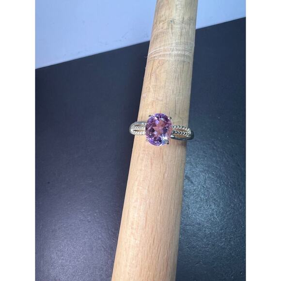 Amethyst sterling silver solitaire ring size 9 - Picture 3 of 9